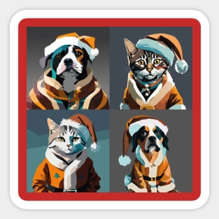 Dogs & Cats dressed as Santa Clause Sticker